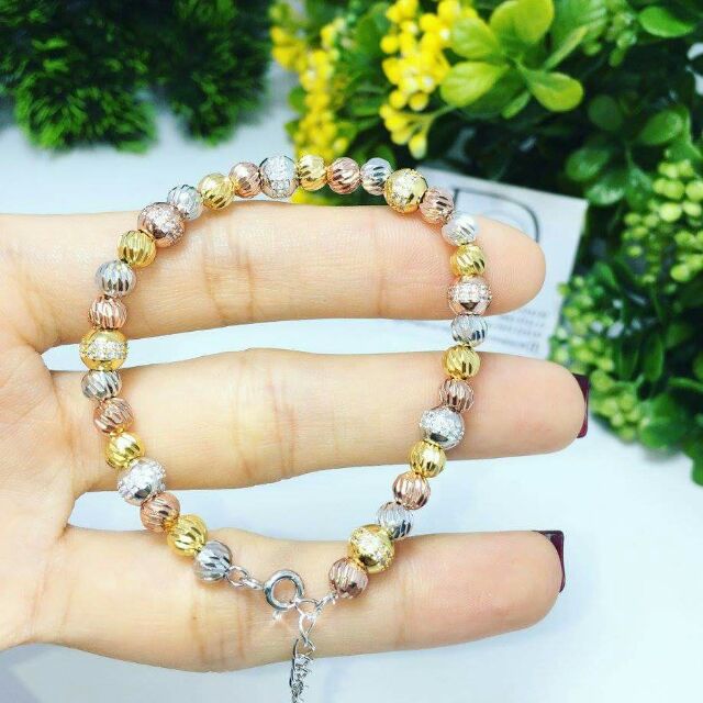 Lắc tay bạc xi vàng 450k, Bạc ý 925 xi vàng 18k 3 mầu nhìn sang trọng lịch sự vô cùng(có thể bán lại được ở các cửa hag)