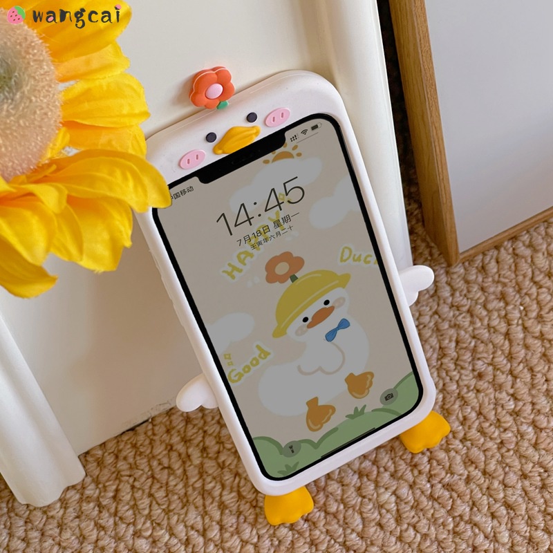 Ốp Điện Thoại Silicon Dẻo Hình Hoa / Vịt 3D Vui Nhộn Cho iPhone 13 12 11 Pro Max XS Max XR X 7 8 Plus SE 2020