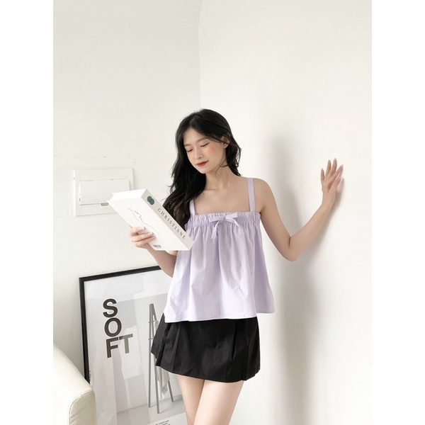 YU CHERRY | Áo babydoll nữ nơ nhỏ trước ngực Bowy Top YA380