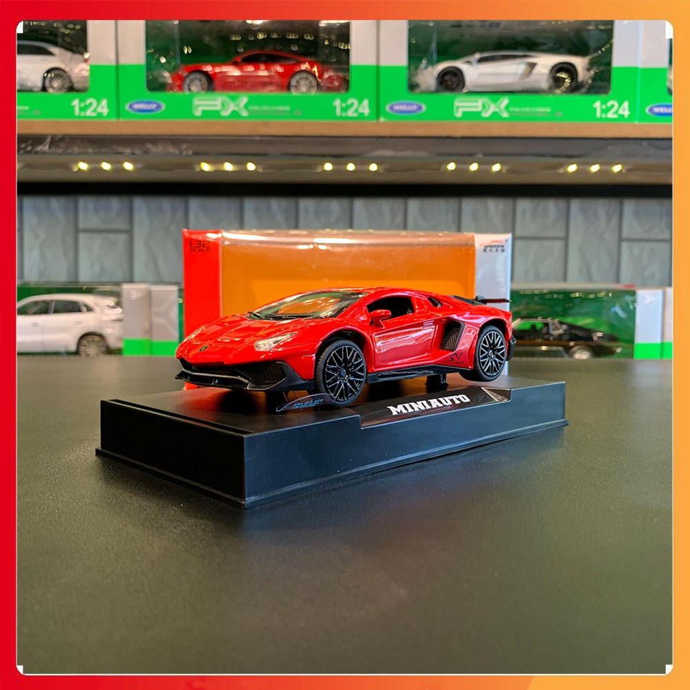 Xe mô hình Lamborghini Aventador LP750-4 SV tỉ lệ 1:32 MINIAUTO màu đỏ