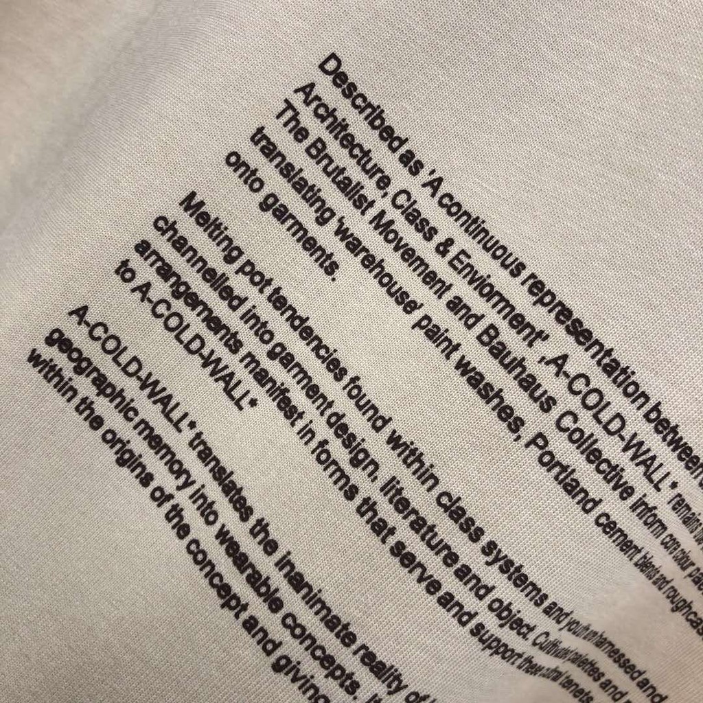 Áo thun ngắn tay A-COLD-WALL* material study T-shirt fw20