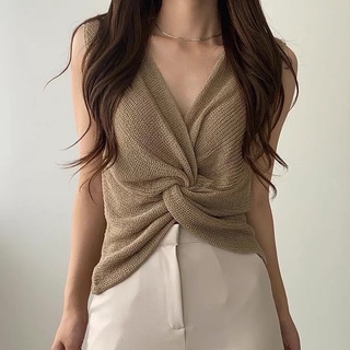 Áo len xoắn ngực hàn quốc mùa hè