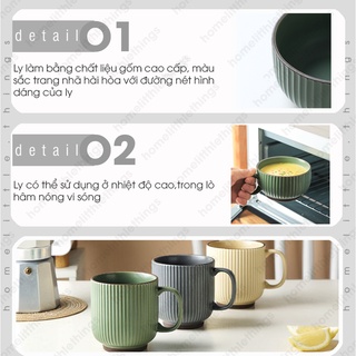 Ly cốc gốm sứ uống nước cà phê có vân sọc dọc