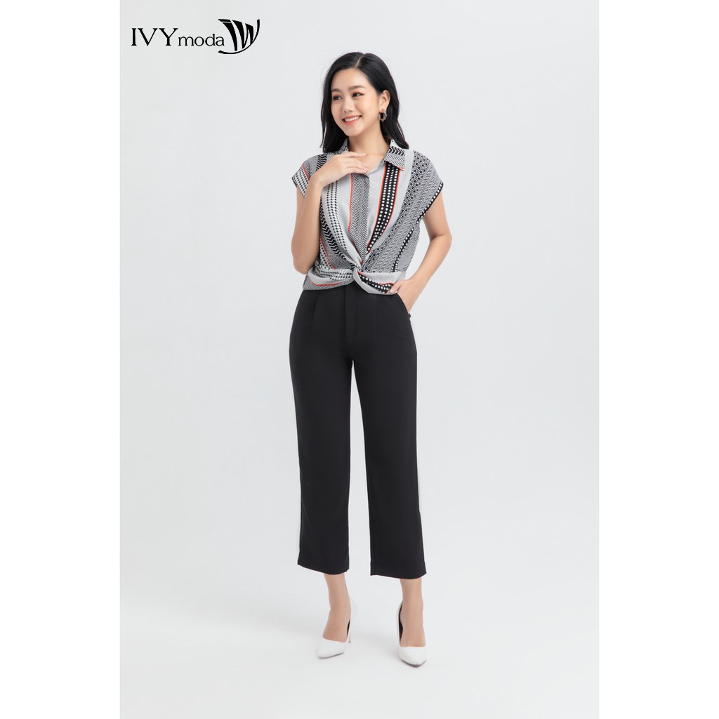 Quần dài ống suông thêu chữ LOVE nữ IVY moda MS 22C5780