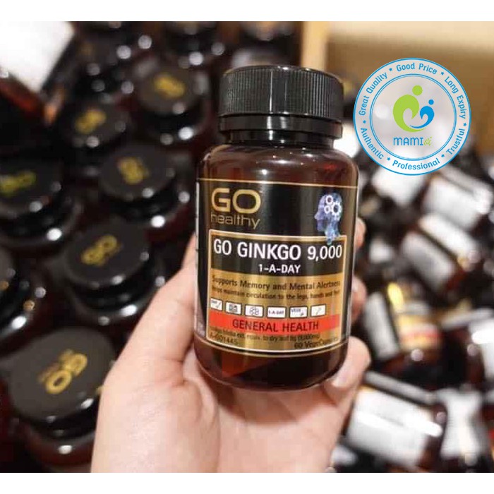 Viên uống (60v) bổ não cho người từ 18 tuổi GO Healthy Go Ginkgo 9000 1-A-Day, New Zealand
