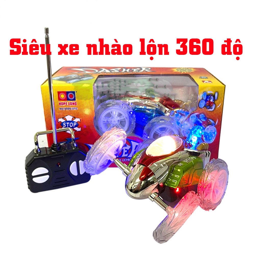 Xe Điều Khiển Từ Xa Địa Hình Nhào Lộn Cho Bé Có Đèn Led, xoay 360 độ Không Dây 999G-21C - Thị Trấn Đồ Chơi