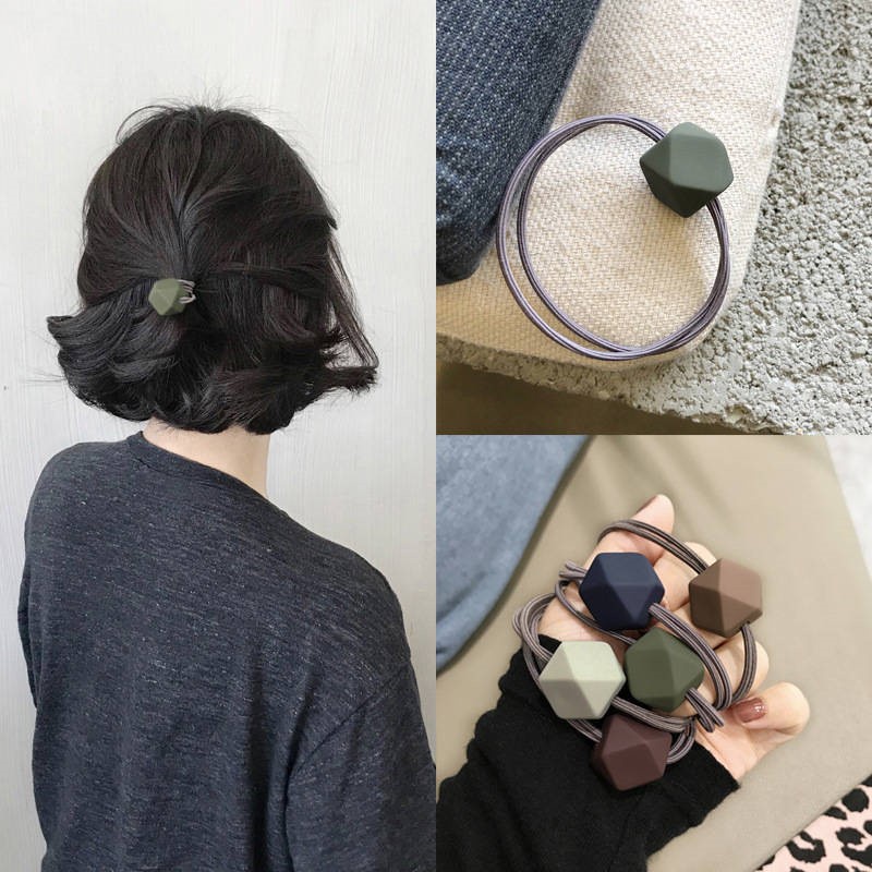 Set 5 Cái Dây Buộc Tóc Cao Su Màu Trơn Phong Cách Hàn Quốc Đơn Giản Thời Trang Cho Nữ