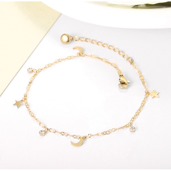 Lắc chân titan trăng sao siêu đẹp, bền màu, chuẩn thời trang đem lại vẻ quyến rũ cho đôi chân của bạn