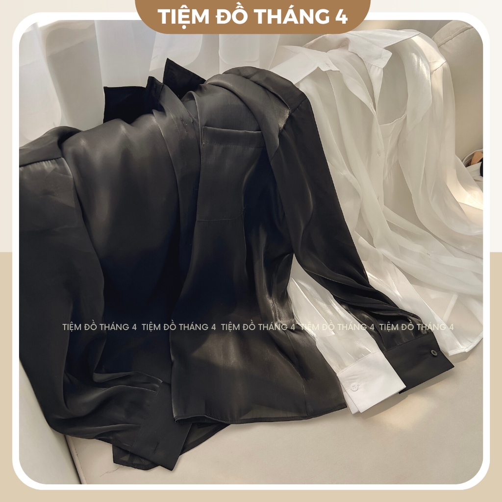 Áo Sơ Mi Form Rộng Chất Tơ Organza TIỆM ĐỒ THÁNG 4 ORGANZA SET