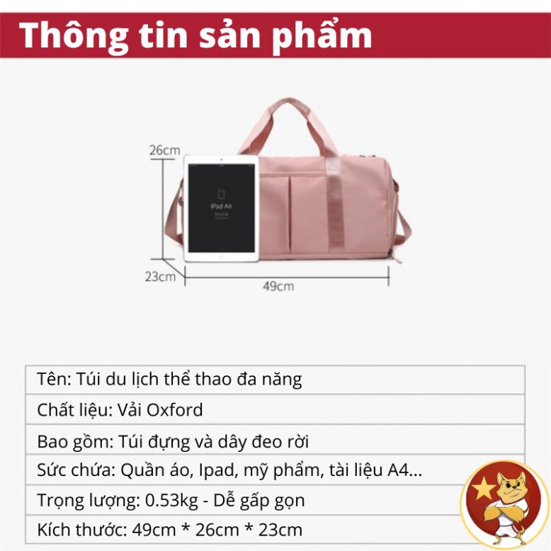 Túi du lịch nữ đa năng, túi xách du lịch cỡ lớn nam đựng đồ mỹ phẩm quần áo gấp gọn có ngăn để giày