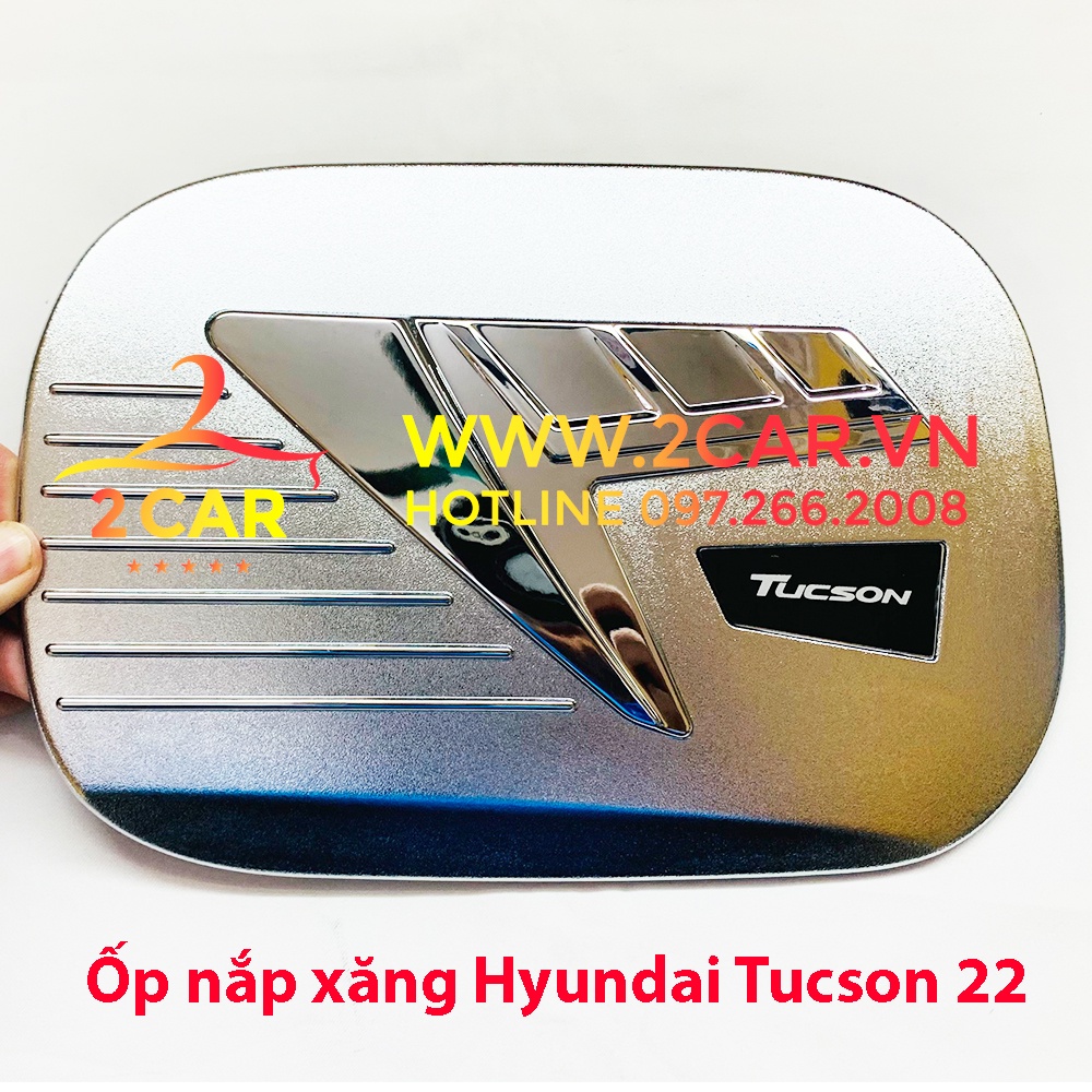 Ốp nắp bình xăng xe Hyundai Tucson 2022 2023 Mạ crom cao cấp