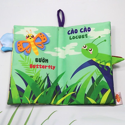 Sách vải Pipovietnam đoán đuôi, song ngữ Anh-Việt - Thế Giới Côn Trùng - Kích thích trí thông minh tưởng tượng cho bé