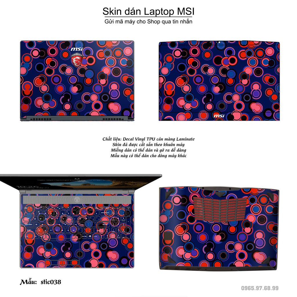 Skin dán Laptop MSI in hình Hoa văn sticker _nhiều mẫu 7 (inbox mã máy cho Shop)