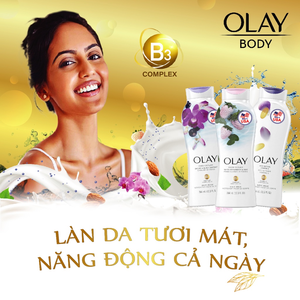 Sữa tắm Olay dưỡng ẩm mịn da, ngăn ngừa lão hoá 650ml - Be Glow Beauty