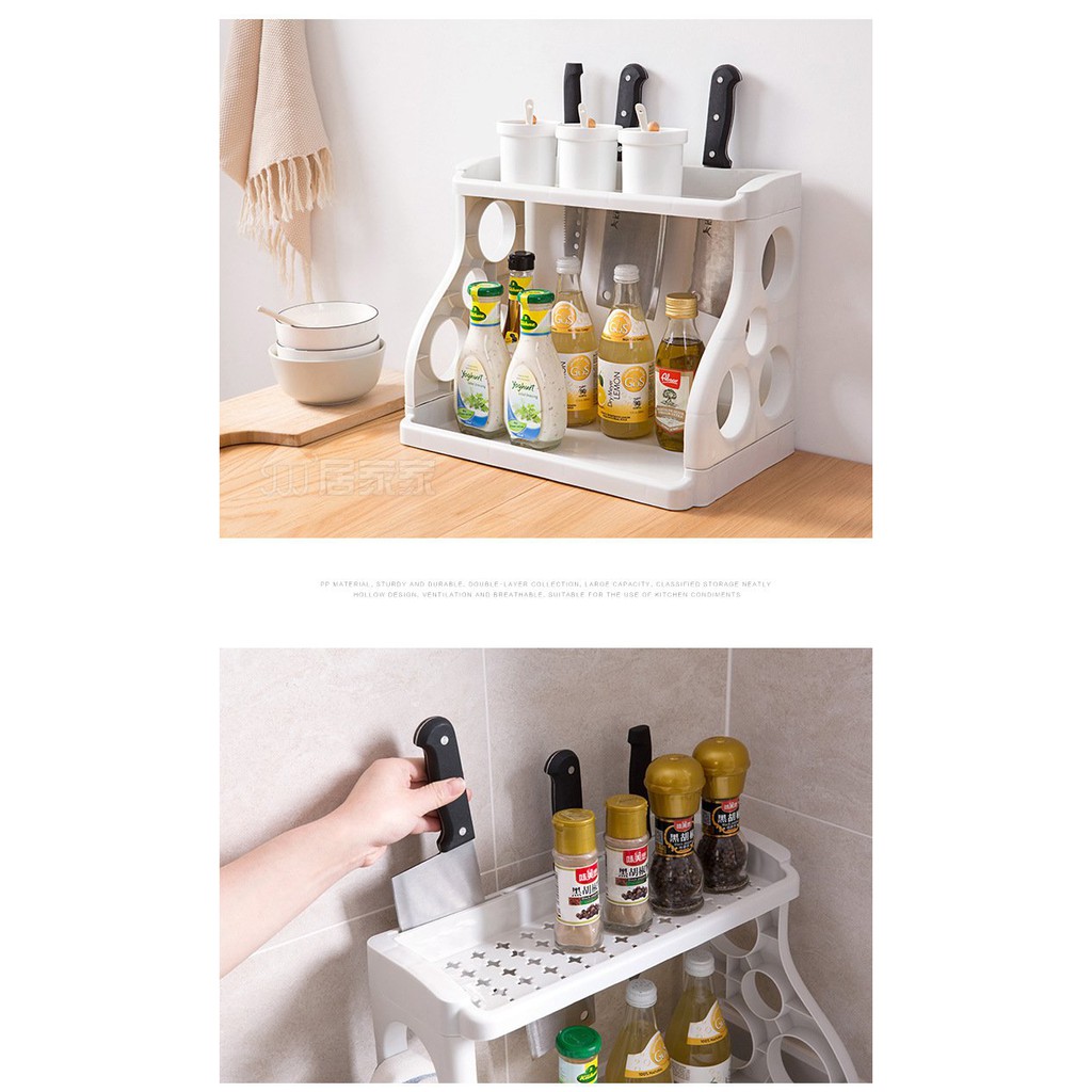 Kệ đựng gia vị 2 tầng, kệ đựng vật dụng nhà bếp tiện lợi | BigBuy360 - bigbuy360.vn