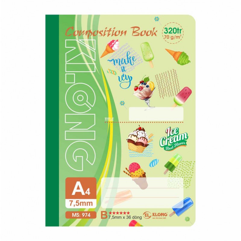 Sổ may dán gáy Composition Book 320 trang A4 70/92 KLONG MS: 974