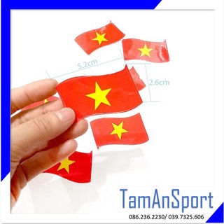 Sticker dán mặt cờ đỏ sao vàng cổ vũ thể thao hình lá cờ và trái tim (bán lẻ)