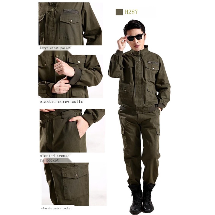 (có hàng) Bộ Đồ Bảo Hộ Lao Động Bằng Vải cotton Một Mảnh Thời Trang Xuân Thu Cho Nam clo