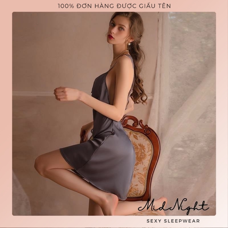 Váy Ngủ Sexy Hai Dây Xuyên Thấu Gợi Cảm Lụa Satin Sang Trọng - Bộ Đồ Lót Quyến Rũ Khiêu Gợi Đầy Cám Dỗ Mid Night Sexy | BigBuy360 - bigbuy360.vn