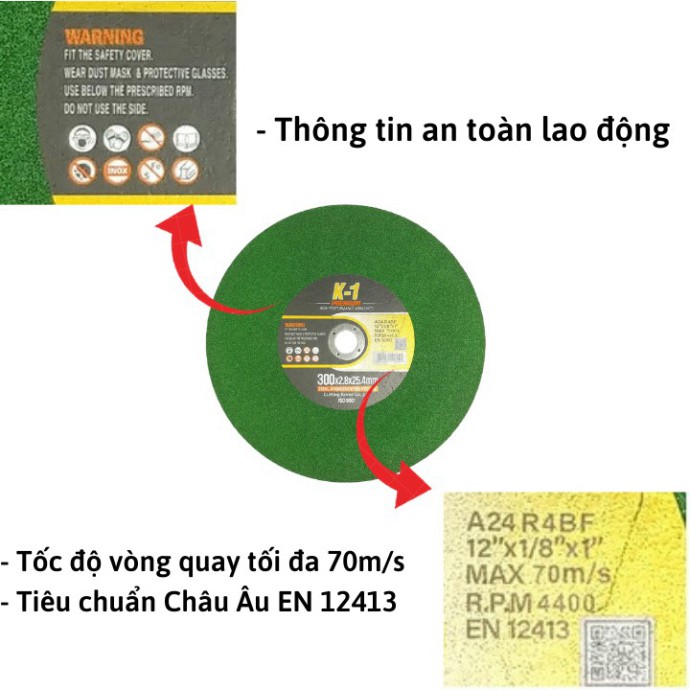 ĐÁ CẮT SẮT 3 TẤC | Đá cắt K1 xanh 300 | Đá cắt sắt phi 300 - thanhbinh