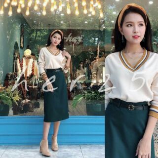 Áo len cổ tim hàng đẹp
