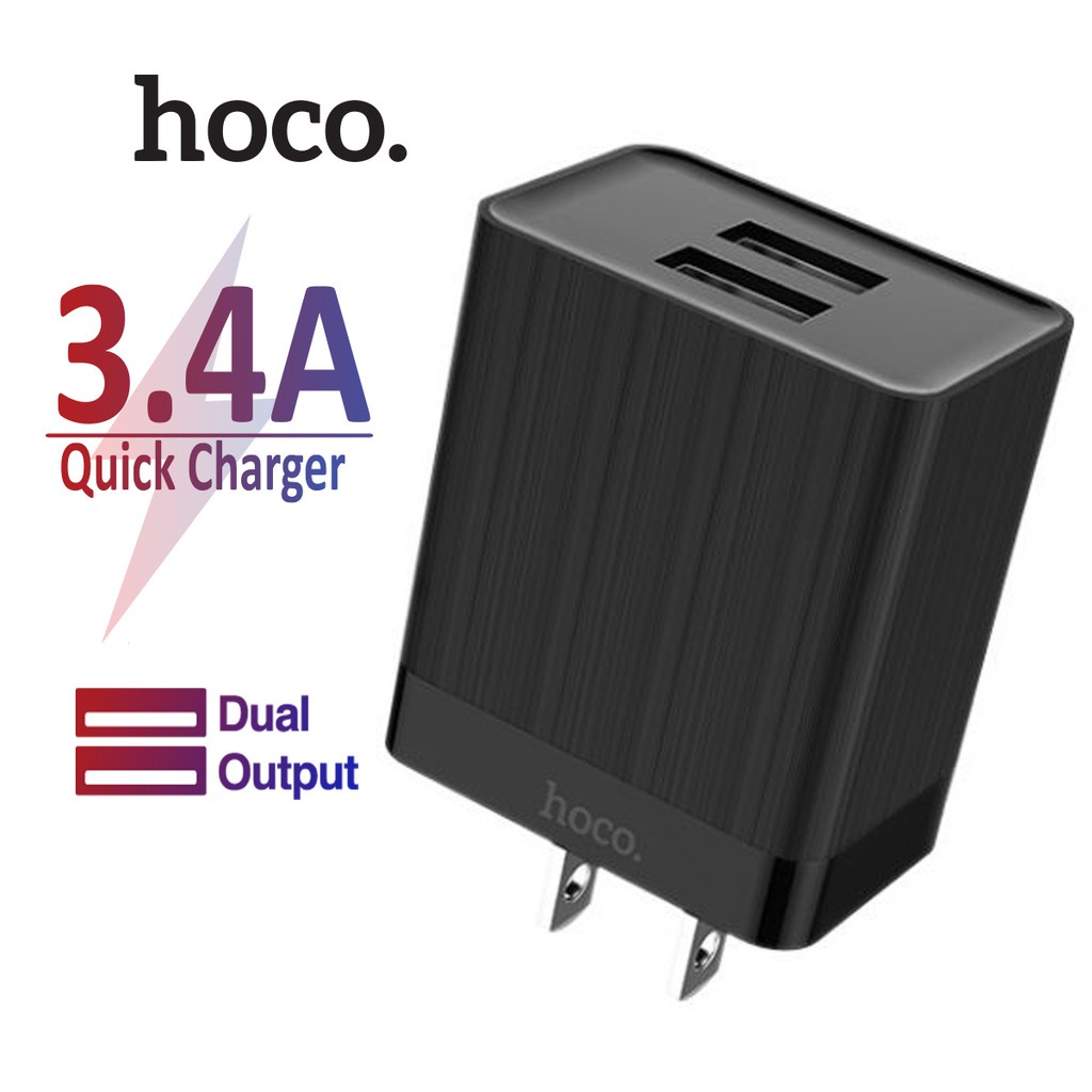 Củ sạc nhanh HOCO C51 3.4A 2 cổng USB cho điện thoại máy tính bảng - Chính hãng