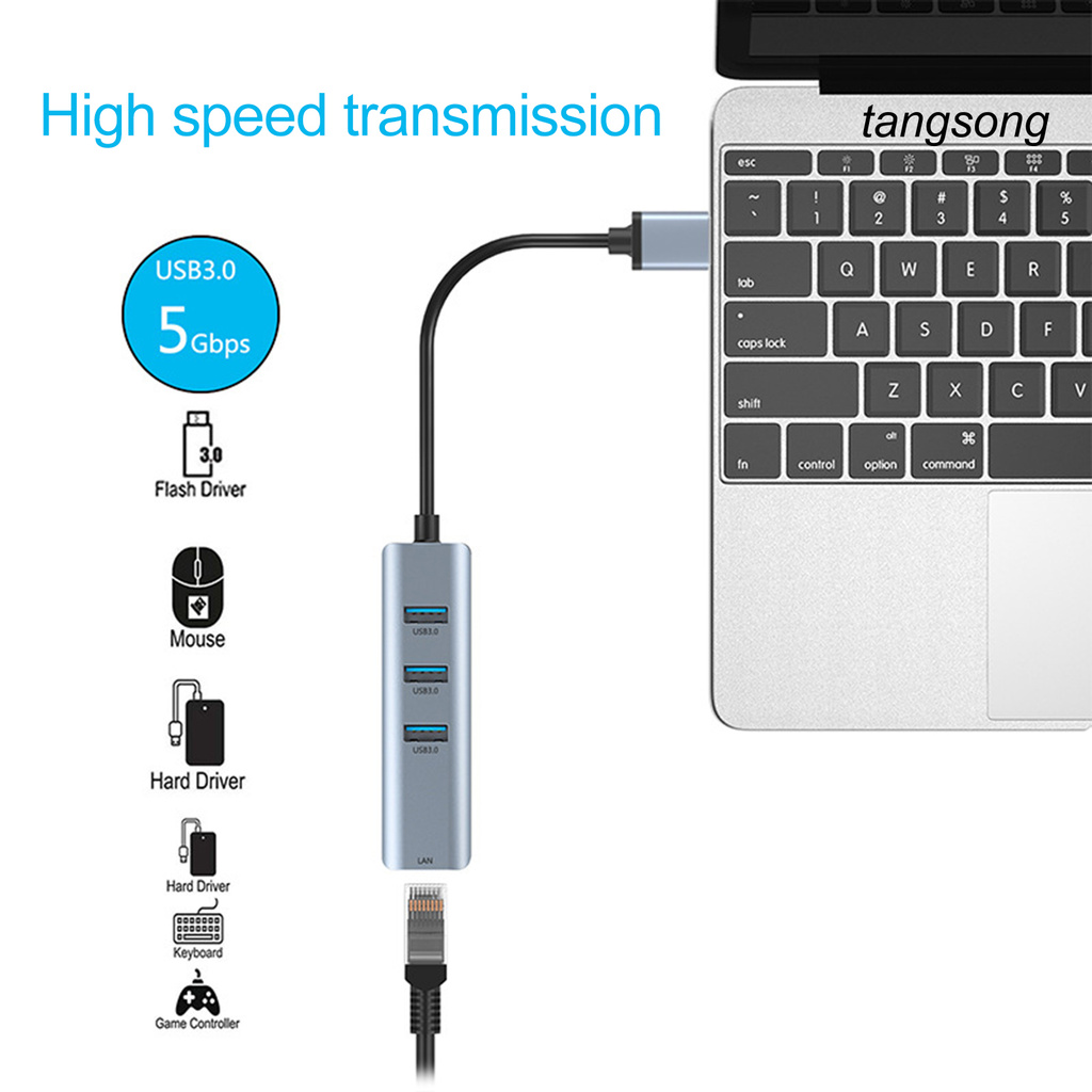 Bộ Chia 3 Cổng Usb 3.0 Hub Sang Rj45 Lan Cho Macbook Mac