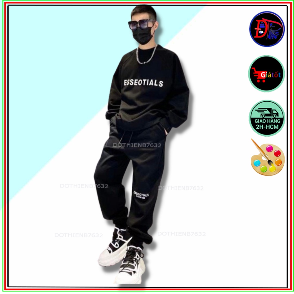 Bộ Thể thao Dài Tay Chữ Esse Phong Cách Thể Thao Unisex Nam Nữ - Set Áo Quần Hot Trend 2023