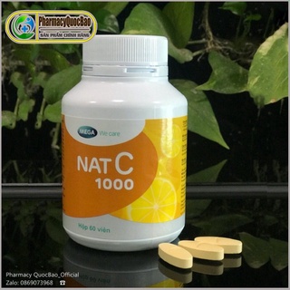 MEGA We care Nat C – Viên uống Vitamin C bổ sung 1000mg vitamin C cho cơ thể, hỗ trợ tăng cường sức đề kháng (Lọ 30viên)