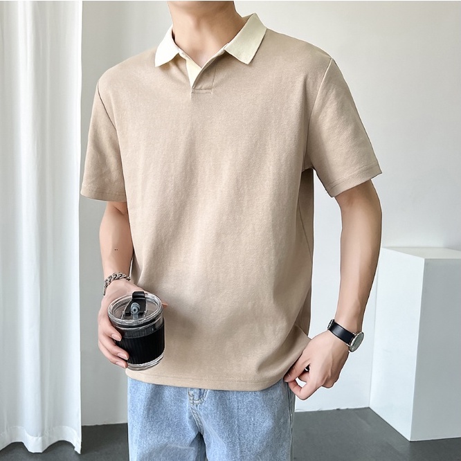 Áo Thun POLO Ngắn Tay Form Rộng Phong Cách Hàn Quốc Dành Cho Nam