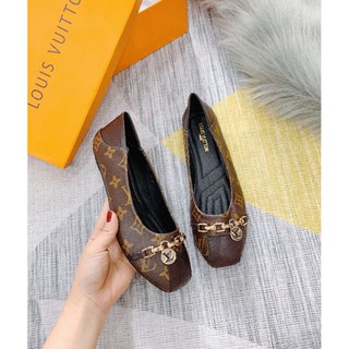 [HÌNH THÂT]Giày Bup Bê Nữ Xích Chuông Vàng Đế Bệt Da Mềm Êm Fullbox