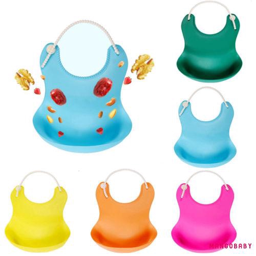 Yếm Ăn Bằng Silicone Chống Thấm Nước Có Túi Tiện Dụng Cho Bé