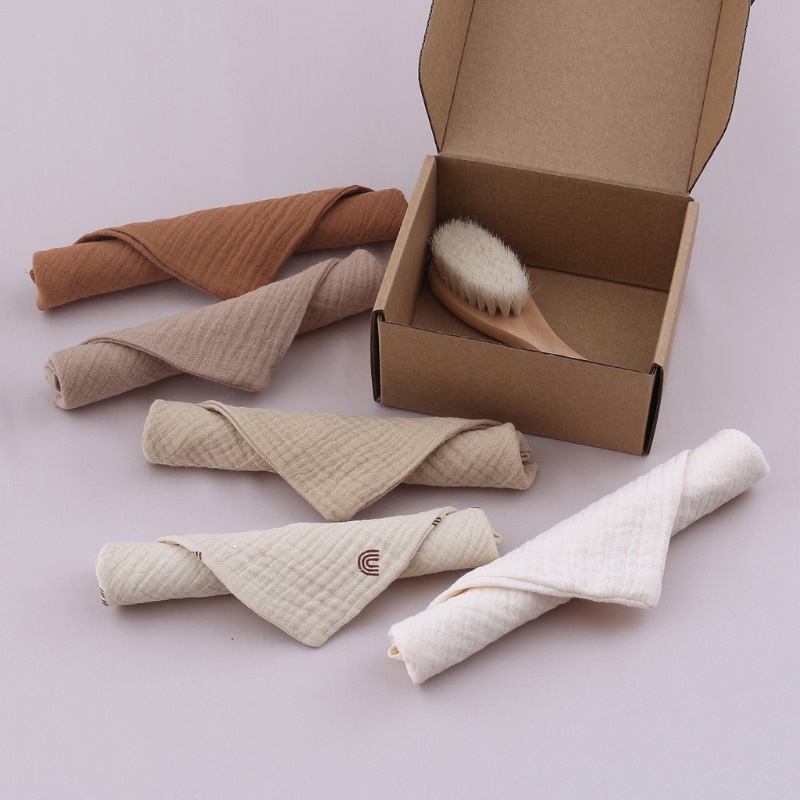 Set 5 Khăn Lau Mặt Bằng Cotton Hình Vuông Cho Bé Sơ Sinh