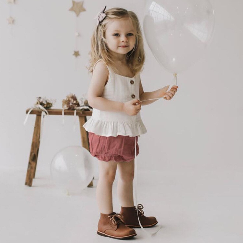 Set Đồ 2 Món Gồm Áo Liền Quần Cotton Không Tay + Quần Thời Trang Mùa Hè Cho Bé Gái