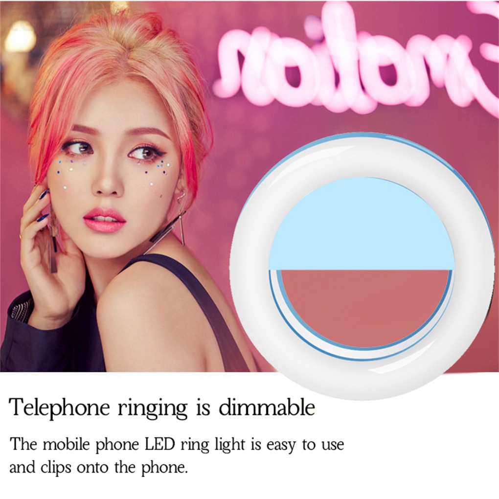 Đèn led tròn mini có thể điều chỉnh độ sáng hỗ trợ chụp ảnh tự sướng cho điện thoại