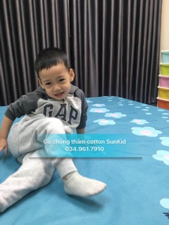 Ga chống thấm 100% cotton SunKid_Hàng loại 1 màng chống thấm dày dặn