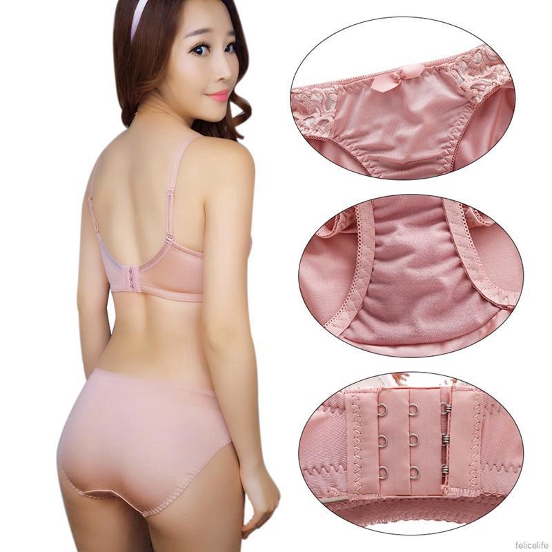 Set áo ngực không gọng thêu ren &amp; quần lót nữ
