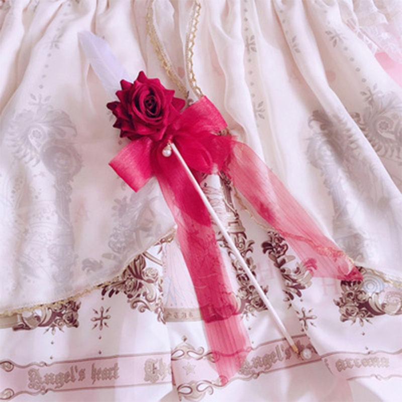 Cây Gậy Hoa Hồng Có Dây Ruy Băng Lớn Dùng Hóa Trang Lolita