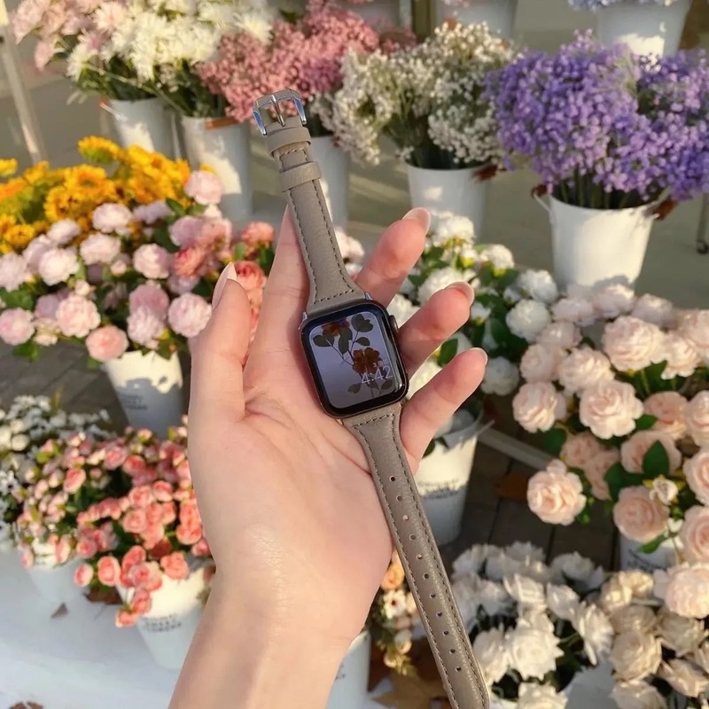Dây đeo đồng hồ da bò thật có khóa kim loại thích hợp cho Apple Watch Series 6 Se 5 4 3 2 40mm 44mm Iwatch 38mm 42mm