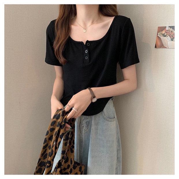 Áo Ngắn Tay CRT Đuôi Tôm Kiểu Croptop Mặc Hè Bigsize Chất Thun Cotton Co Dãn Thoải Mái THUS783