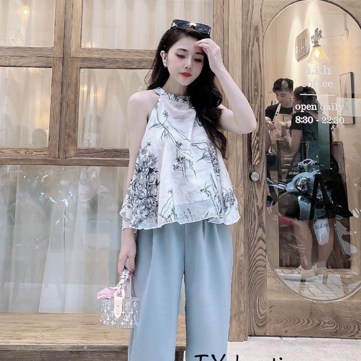 Set đồ nữ cá tính, set quần lửng áo yếm đi chơi sang chảnh mùa hè đẹp 8A00171 | BigBuy360 - bigbuy360.vn