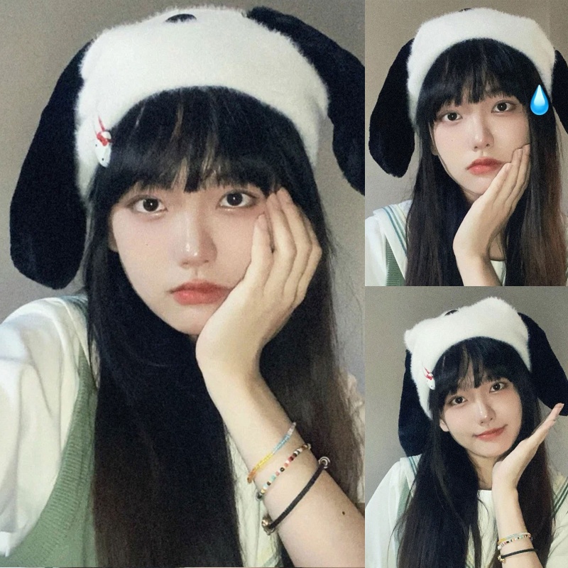 Mũ Len Tai Thỏ Hoạt Hình Phối Màu Đáng Yêu Cho Bé