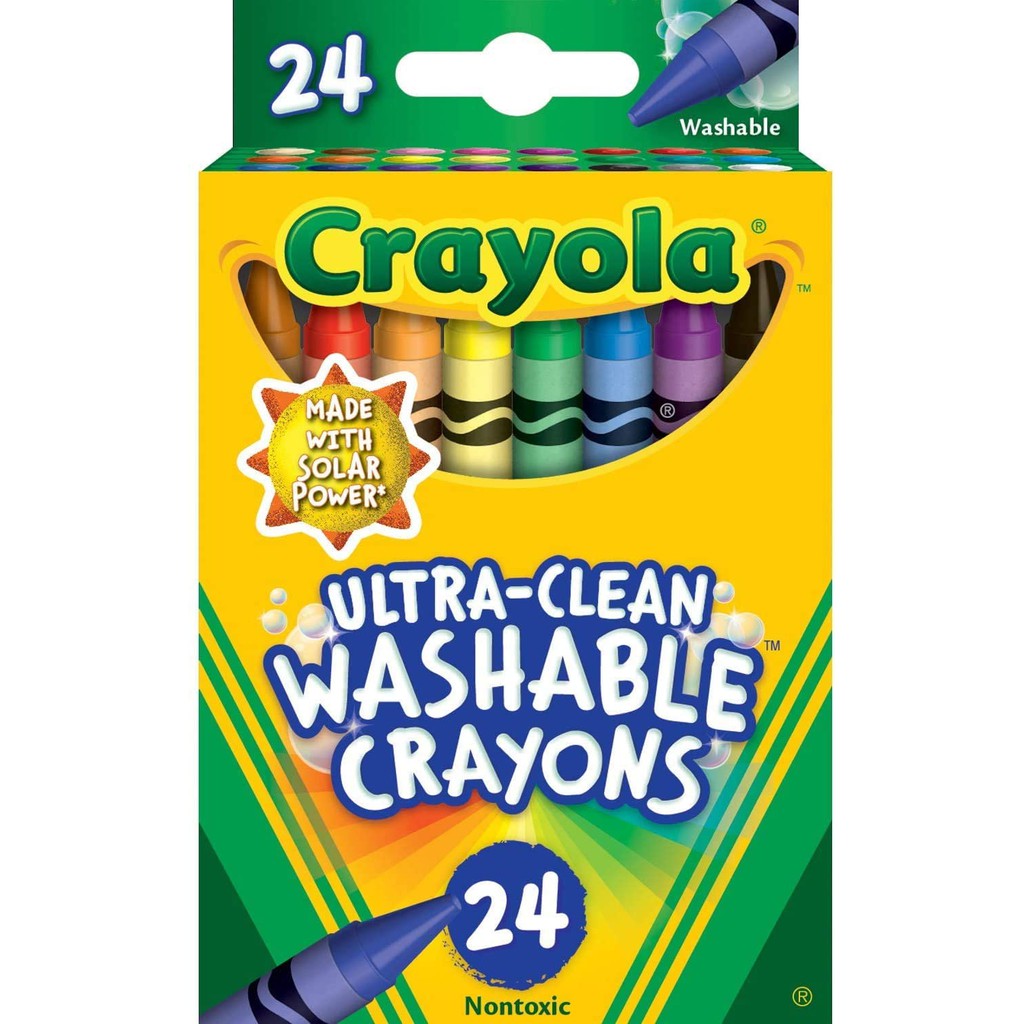 HỘP 24 BÚT MÀU SÁP CRAYOLA ULTRA-CLEAN WASHABLE CRAYONS (RỬA ĐƯỢC)