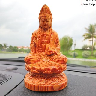 tượng phật bà quan âm để ô tô gỗ huyết long