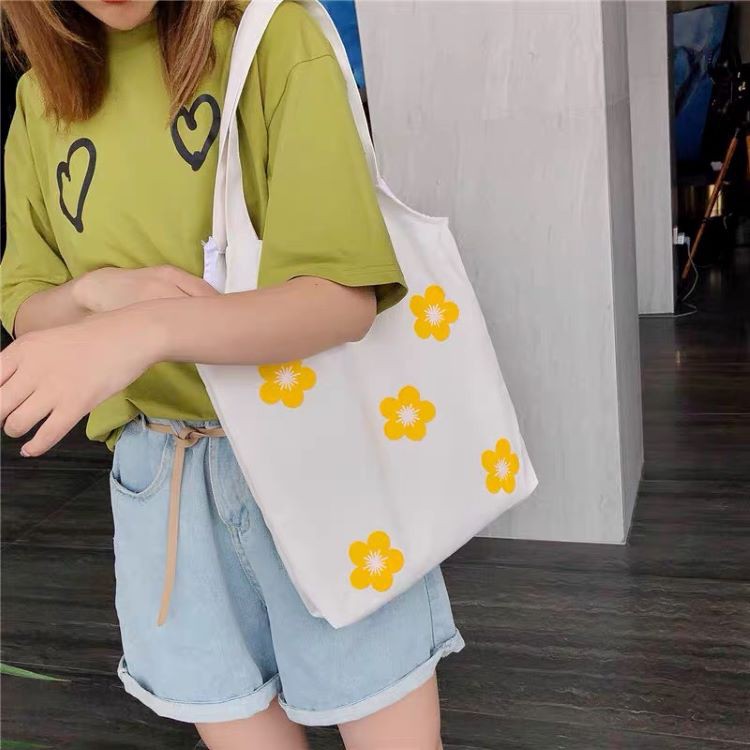 Túi tote vải bố đựng đồ đeo chéo canvas Hàn Quốc liền thân siêu hot đi học đi chơi đi làm sống ảo