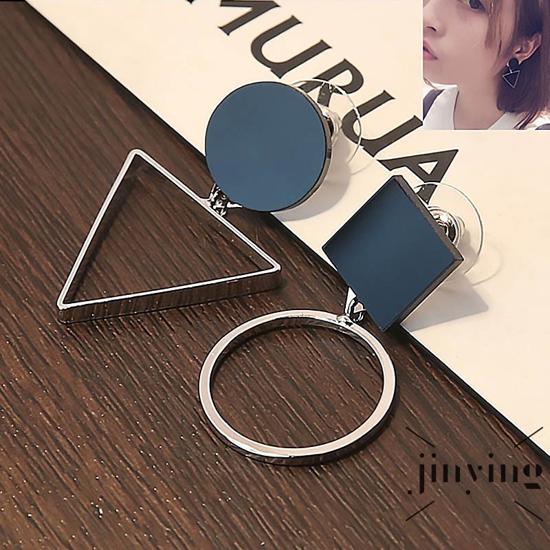 GETNOIVAS ❤S Wind Simple Style Asymmetrical Geometric Earrings for Women Girls European Style Modern All-match