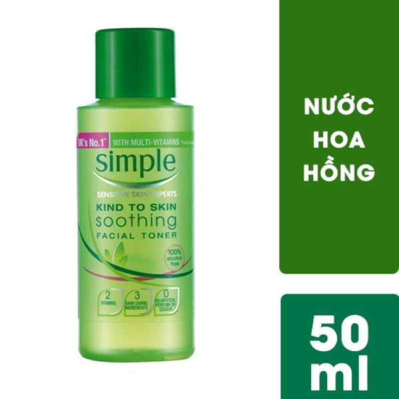 Nước hoa hồng lành tính Simple Kind To Skin Soothing Facial Toner - full size