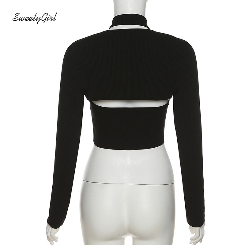 Áo Thun Dài Tay Ôm Dáng Màu Đen Trơn Thời Trang 2022 Gợi Cảm Dễ Phối Đồ Cho Nữ