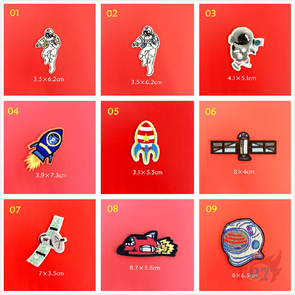 ☸ Space -  Astronauts &amp; Satellites Iron-on Patch ☸ 1Pc Diy Sew on Iron on Badge Patches（Space Q-7）