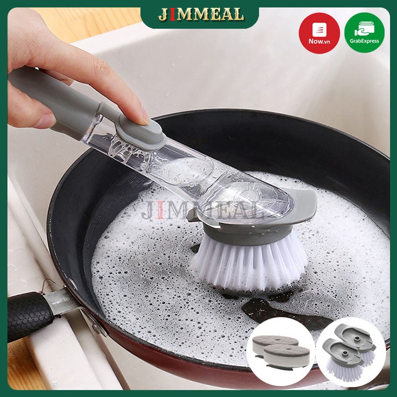 Bàn Chải Cọ Rửa Chén Bát Xoong Nồi, Cây Cọ Chà Rửa Nồi Xoong 2In1 Có Chỗ Đựng Nước Rửa Chén